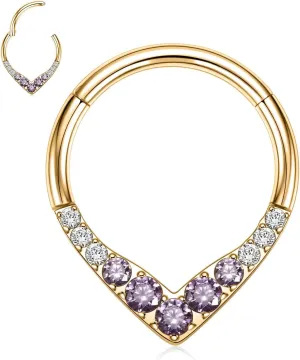 FUNLMO 316L Surgical Steel Septum Ring Daith Tragus Helix Rook Cartilage Piercing Jewelry Teardrop Nose Ring Hoop Cube Zircon Paved
