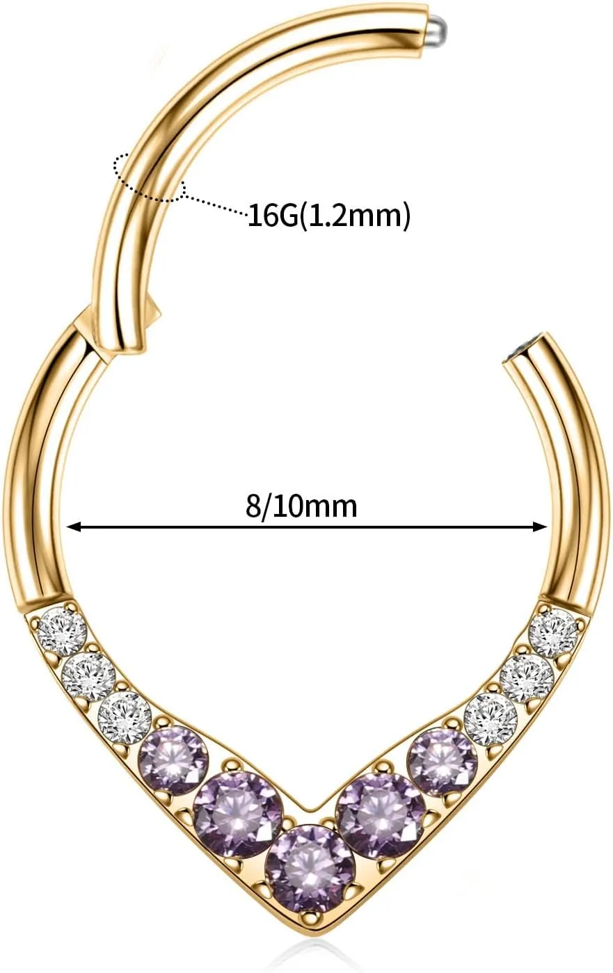 FUNLMO 316L Surgical Steel Septum Ring Daith Tragus Helix Rook Cartilage Piercing Jewelry Teardrop Nose Ring Hoop Cube Zircon Paved