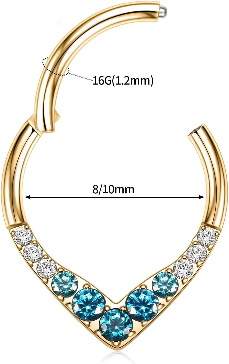FUNLMO 316L Surgical Steel Septum Ring Daith Tragus Helix Rook Cartilage Piercing Jewelry Teardrop Nose Ring Hoop Cube Zircon Paved