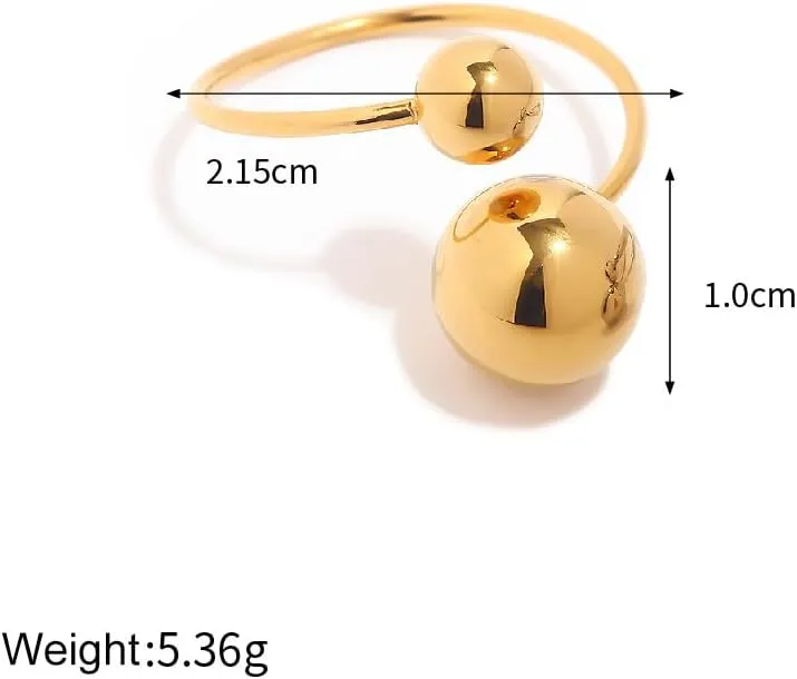 FUTIMELY Chunky Ball Statement Rings,14K Gold Irregular Triple Round Ball Open Ring Fashion Thick Double Ball Knuckle Rings Party Trendy Minimalist Jewelry