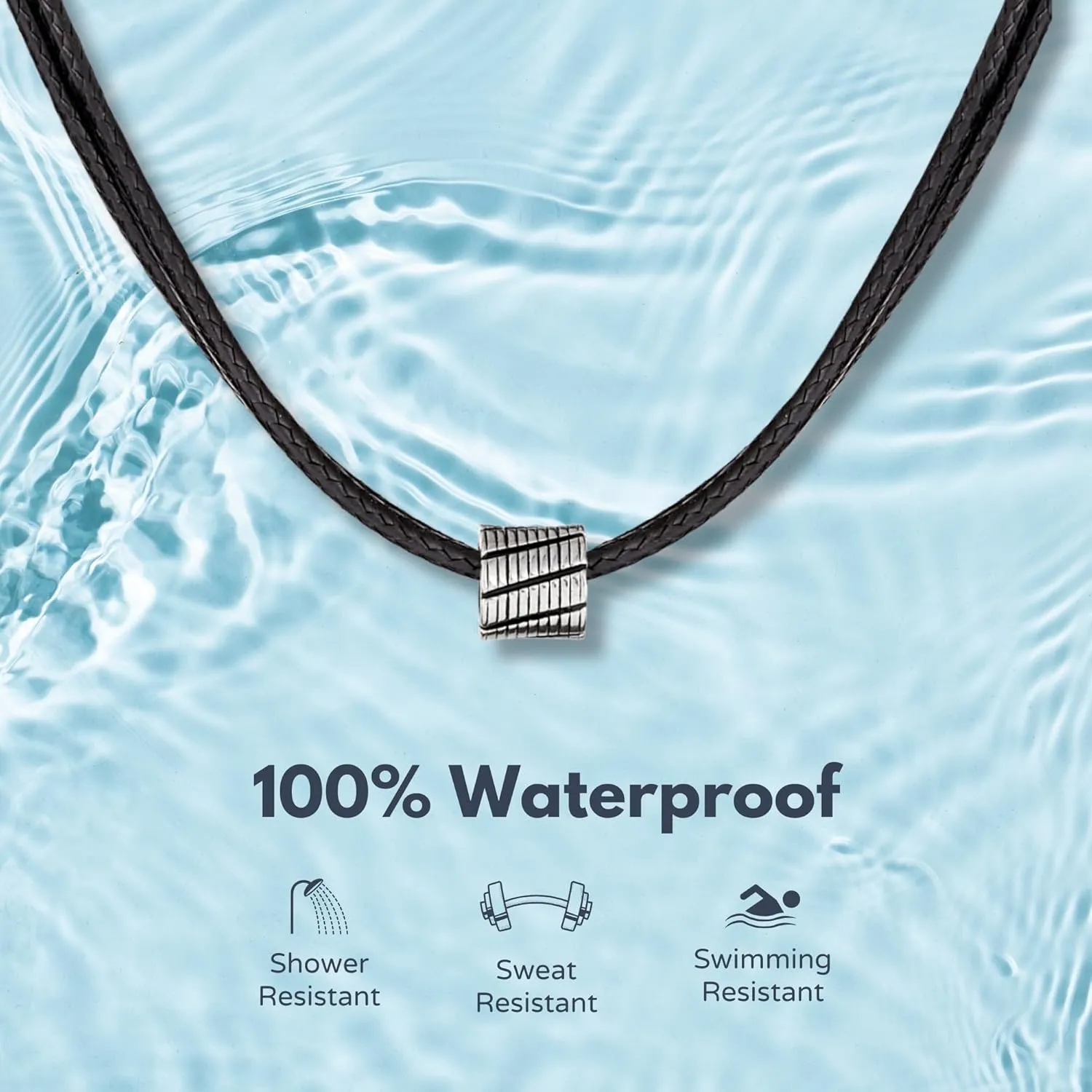 Galis Choker Necklace for Men - Black Leather Cord with Small Stainless Steel Bead Pendant, Stylish Mens Jewelry, Choker Surfer Necklaces, Gifts for Him, 17"