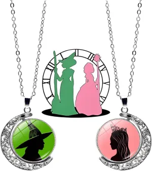 Glinda Elphaba Friendship Merch c for Best Friends, Hat-Crown BFF Necklace Jewelry Valentine's Day Gifts for Fans Friends Sisters, 2pcs