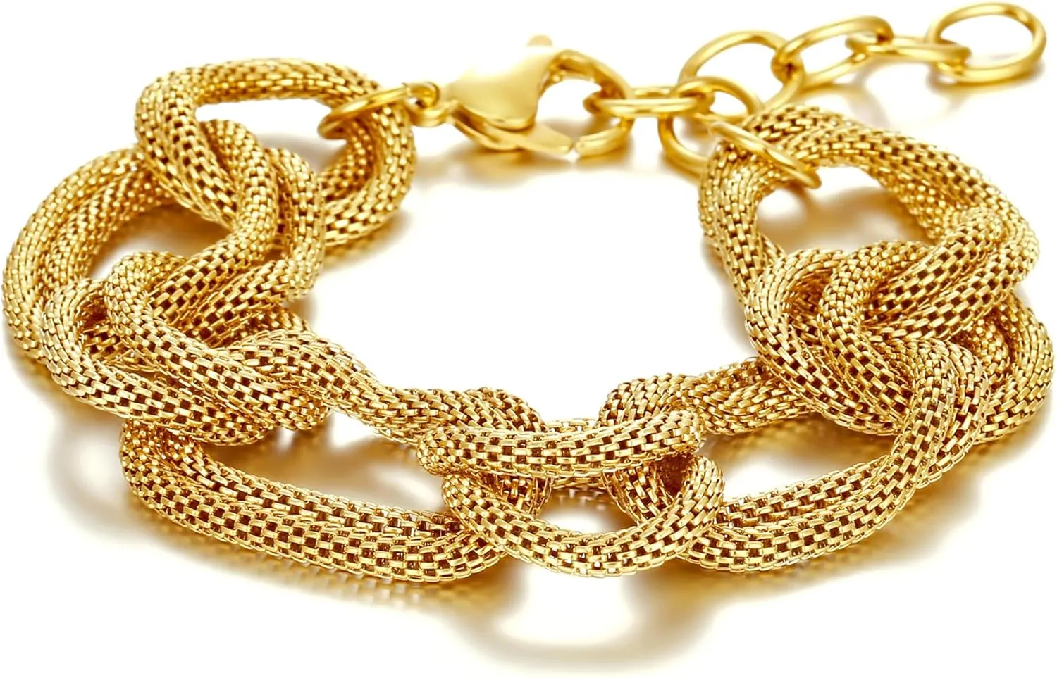 Gold Bracelets for Women 14K Gold Plated Mesh Bracelets for Women Stainless Steel Link Bracelet for mothers birthday gifts Friendship Bracelet For Women