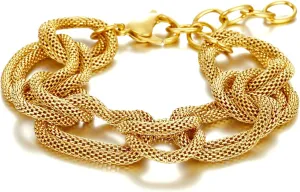Gold Bracelets for Women 14K Gold Plated Mesh Bracelets for Women Stainless Steel Link Bracelet for mothers birthday gifts Friendship Bracelet For Women