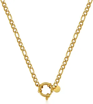 Gold Chain Necklace for Women, 14K Gold Paperclip Circle Pendant Chocker Necklace Trendy Simple Delicate Jewelry