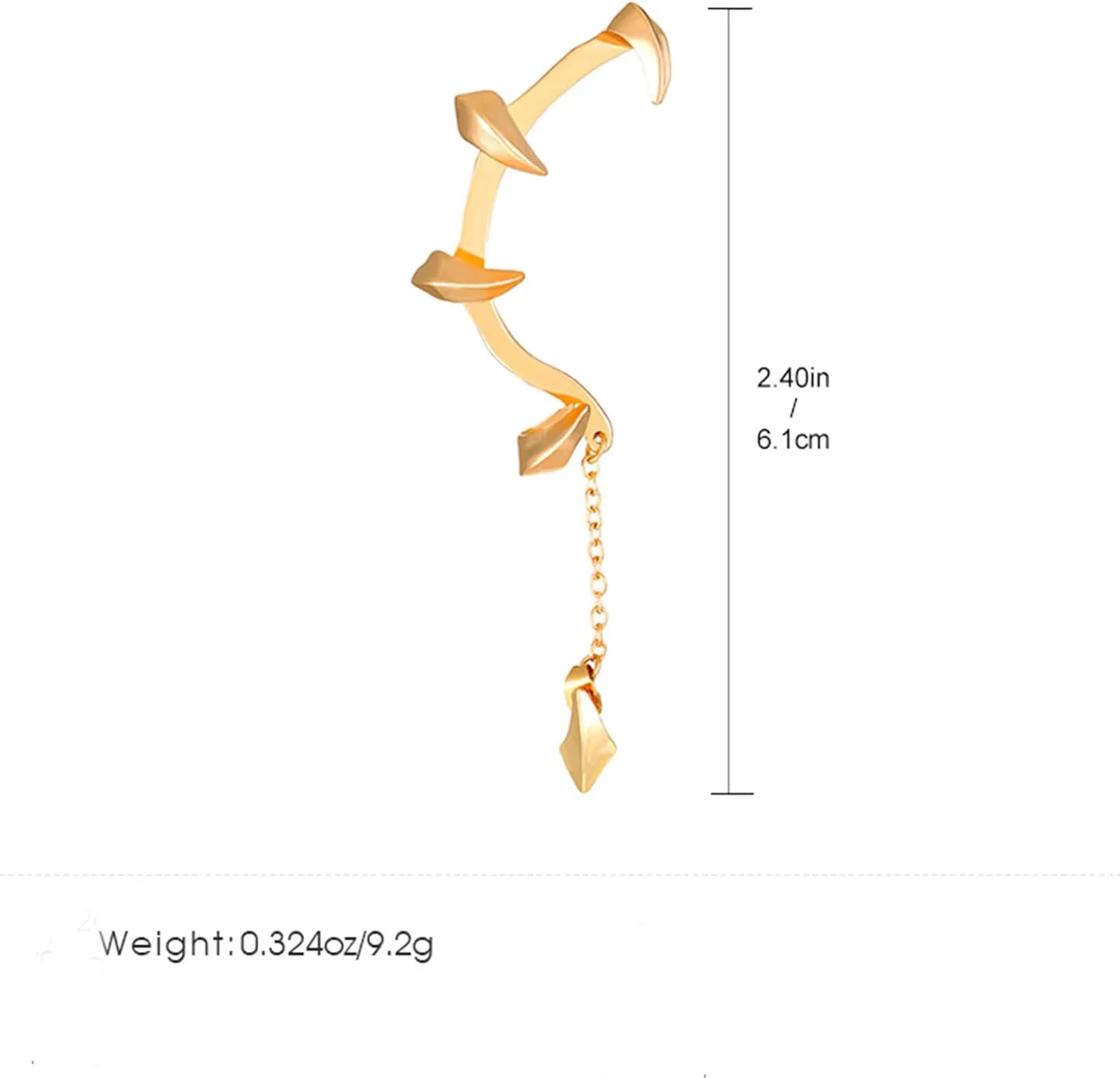 Gold Gothic Devil's Claw Ear Wrap Cuff Earrings for Women Punk Vintage Dragon Cartilage Earrings Hip Hop Ear Clips Biker Party Jewelry