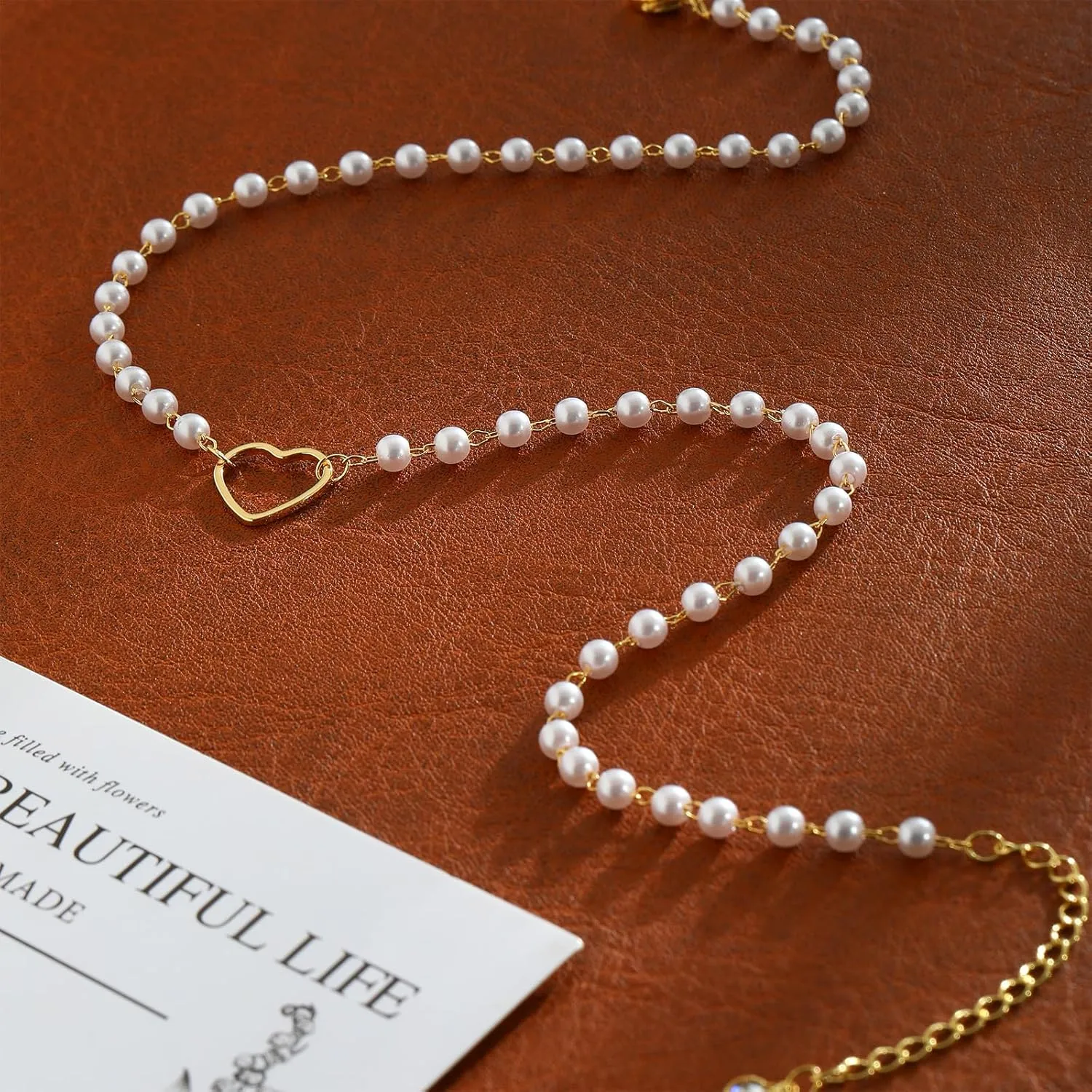Gold Heart Necklace for Women 14K Gold Plated Dainty Necklaces for Her Delicate Necklace Love Pendant Necklace Cute Necklace Minimalist Choker Pearl Necklace Festival Jewelry Gift for Women