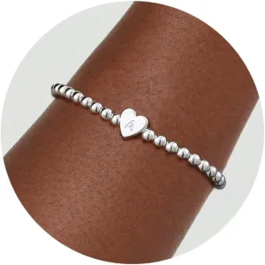 Gold Initial Beaded Bracelets for Women,14K Gold Plated Heart Letter Bracelets Handmade Ball Bead Bracelet Dainty Personalized Name Letter Bracelet for Women Trendy Gold Jewelry Gifts