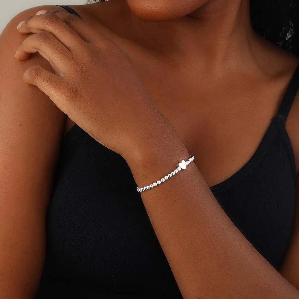 Gold Initial Beaded Bracelets for Women,14K Gold Plated Heart Letter Bracelets Handmade Ball Bead Bracelet Dainty Personalized Name Letter Bracelet for Women Trendy Gold Jewelry Gifts