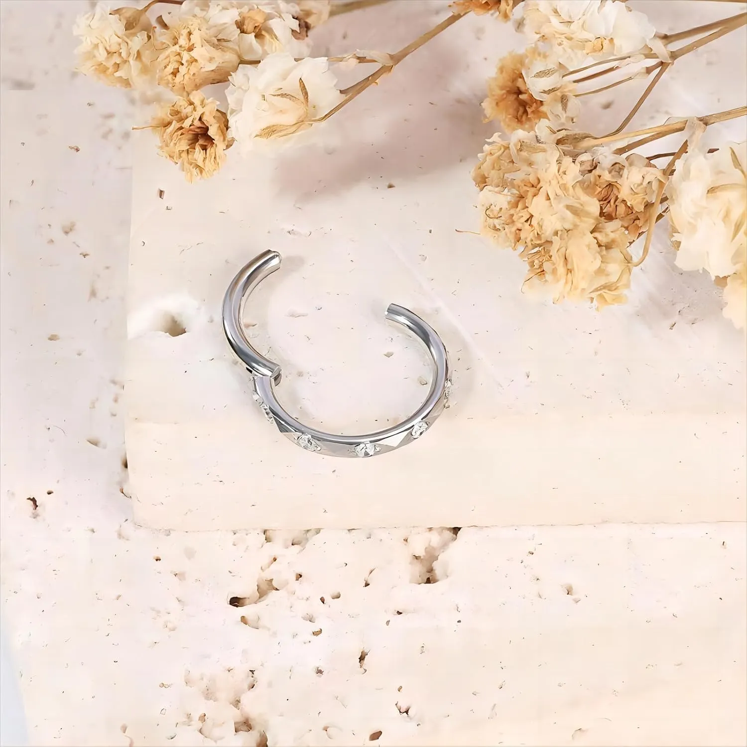 Gold Nose Rings Hoops for Women Silver Septum Rings 16g Nose Piercings Jewelry 316L Surgical Steel Conch Rook Helix Piercing Jewelry CZ Cartilage Hoop Earring for Men