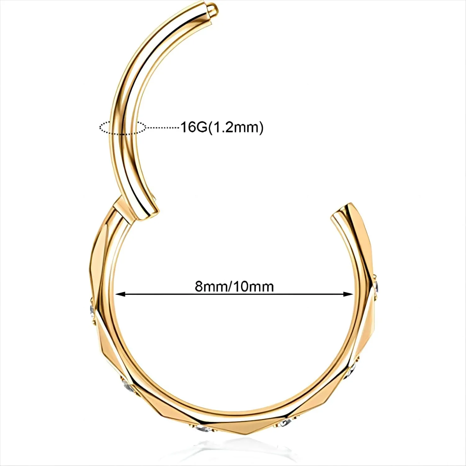 Gold Nose Rings Hoops for Women Silver Septum Rings 16g Nose Piercings Jewelry 316L Surgical Steel Conch Rook Helix Piercing Jewelry CZ Cartilage Hoop Earring for Men
