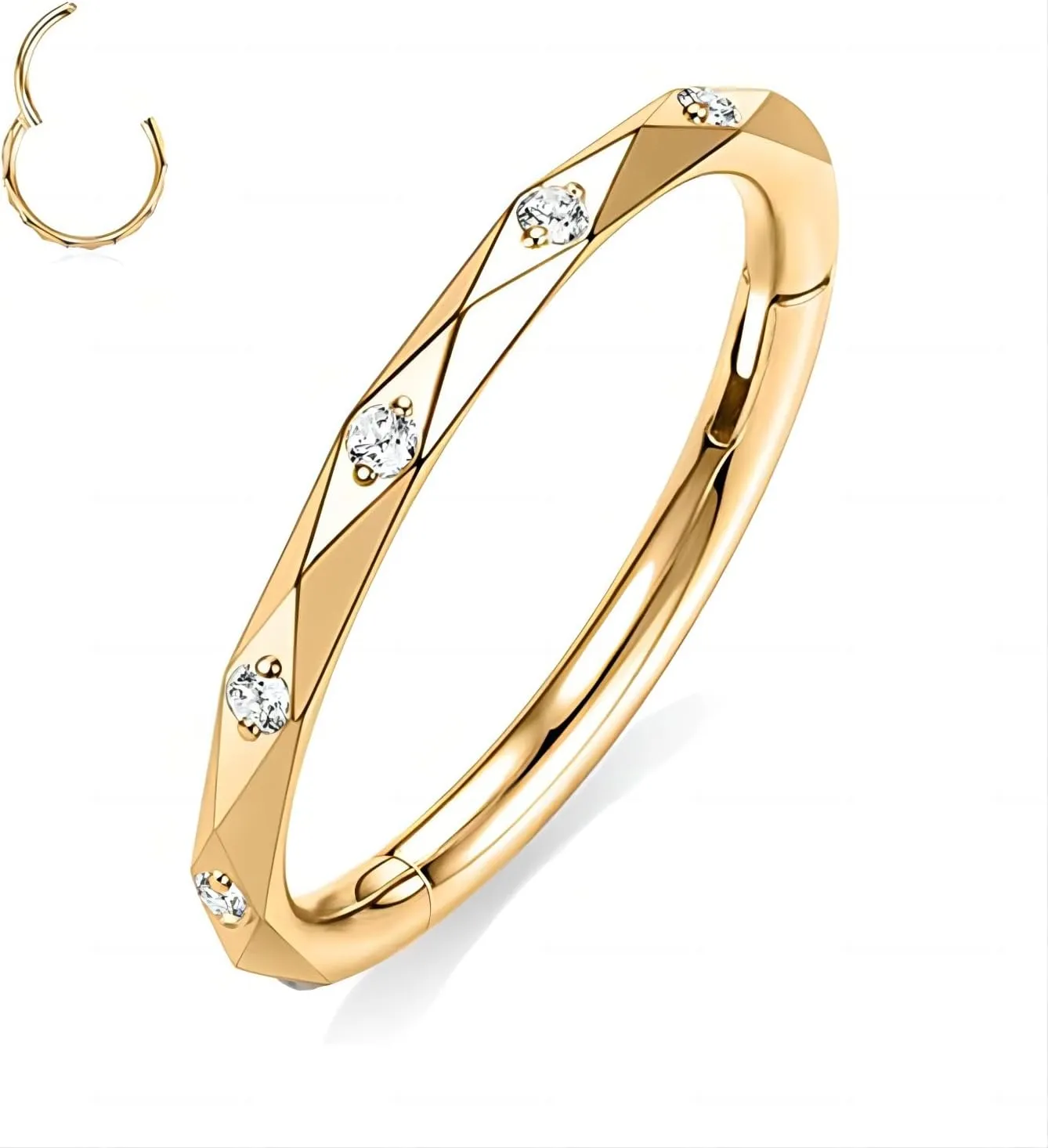 Gold Nose Rings Hoops for Women Silver Septum Rings 16g Nose Piercings Jewelry 316L Surgical Steel Conch Rook Helix Piercing Jewelry CZ Cartilage Hoop Earring for Men