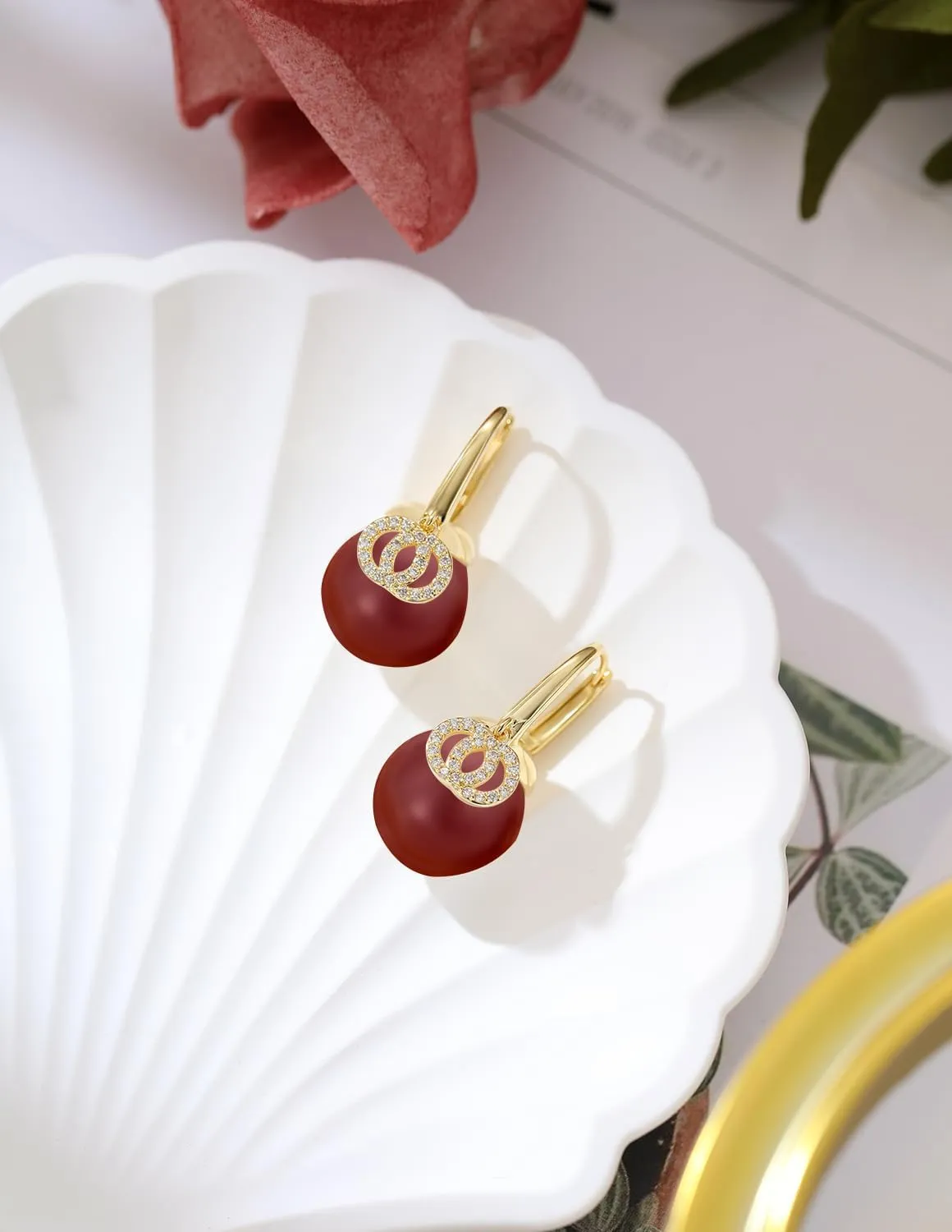 Gold Plated Stainless Steel Zircon Necklace And Earrings Jewelry for Women