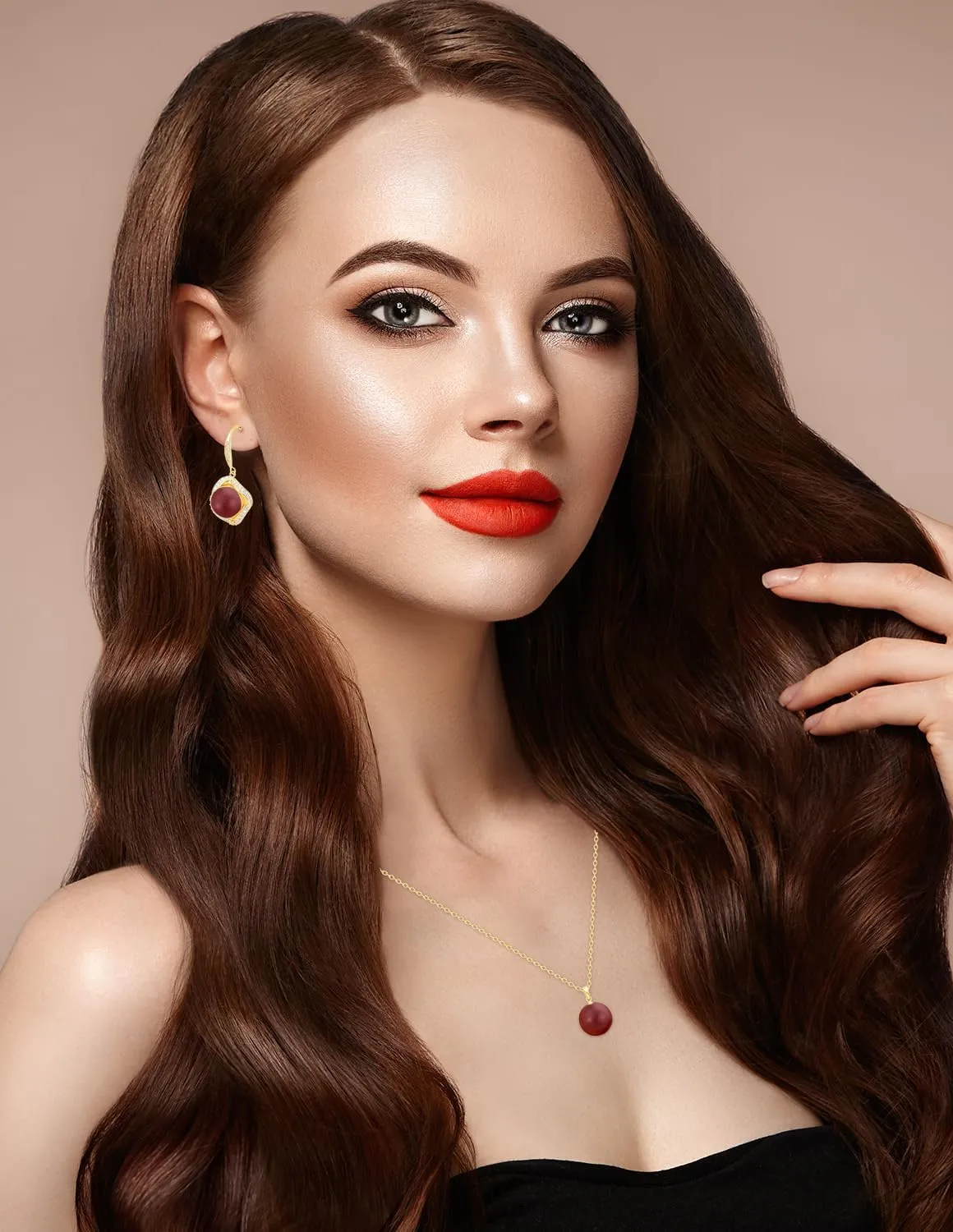 Gold Plated Stainless Steel Zircon Necklace And Earrings Jewelry for Women