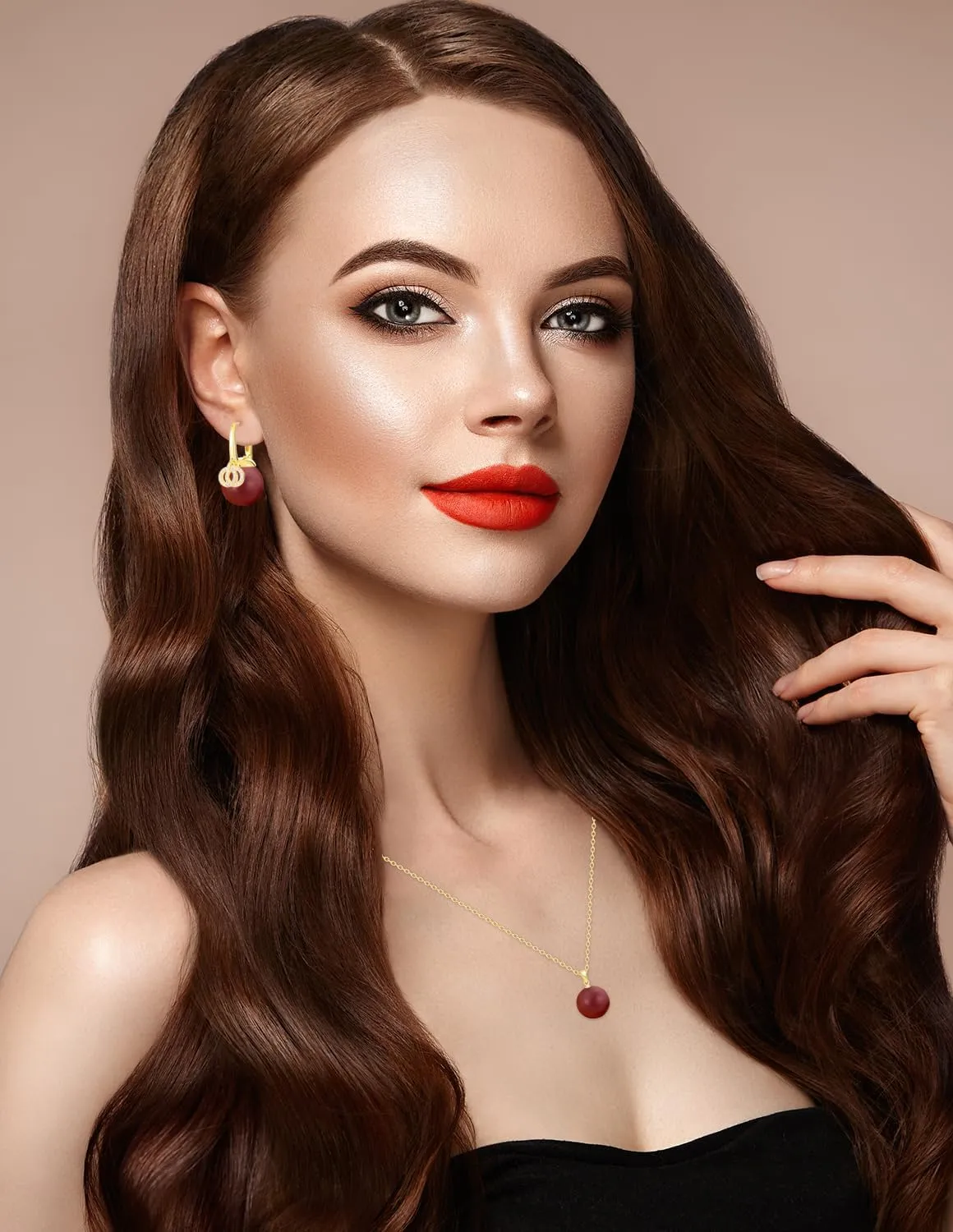 Gold Plated Stainless Steel Zircon Necklace And Earrings Jewelry for Women