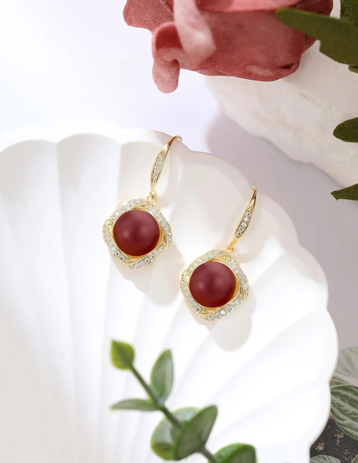 Gold Plated Stainless Steel Zircon Necklace And Earrings Jewelry for Women