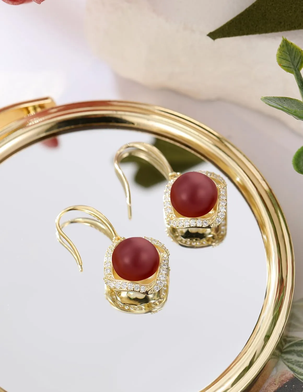 Gold Plated Stainless Steel Zircon Necklace And Earrings Jewelry for Women