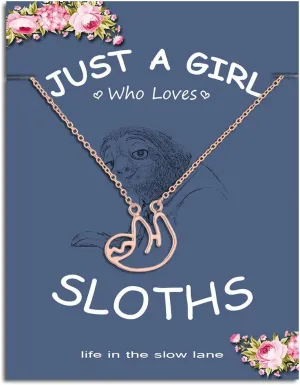 Gold Silver Sloth Charm Necklace - Stylish Cute Animal Pendant Jewelry
