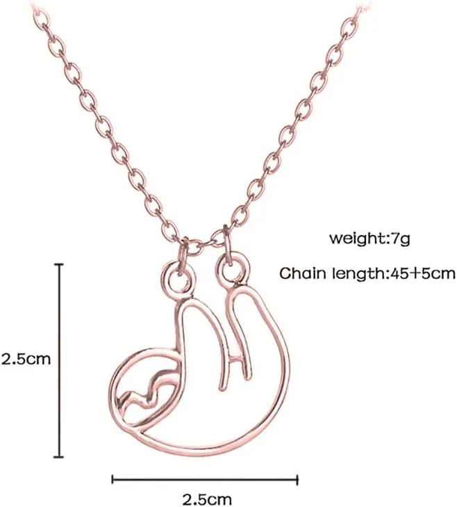 Gold Silver Sloth Charm Necklace - Stylish Cute Animal Pendant Jewelry