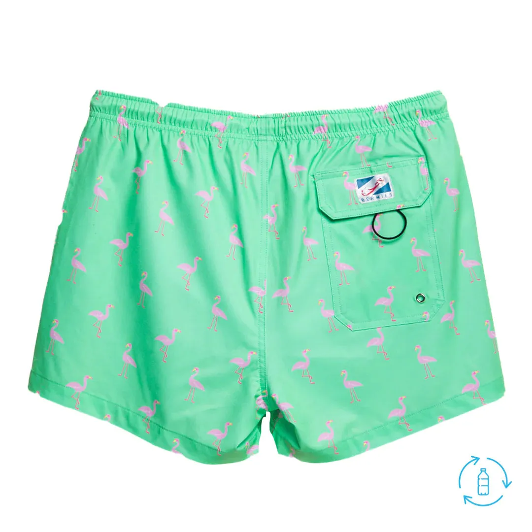 Green Flamingo Swim Trunks
