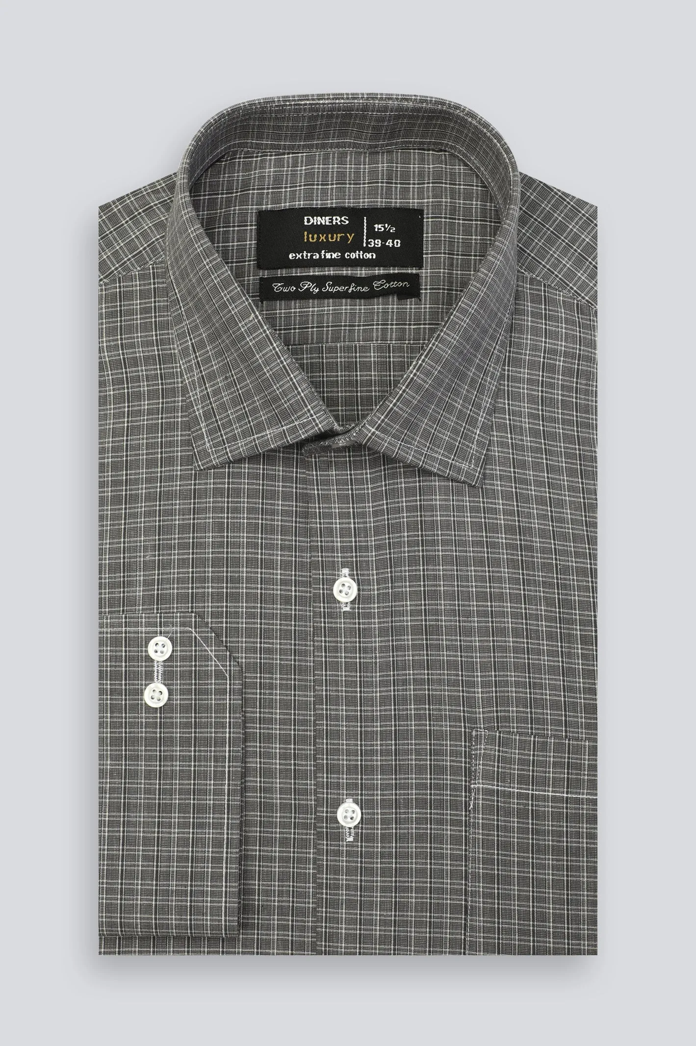 Grey Glen Plaid Check Formal Shirt
