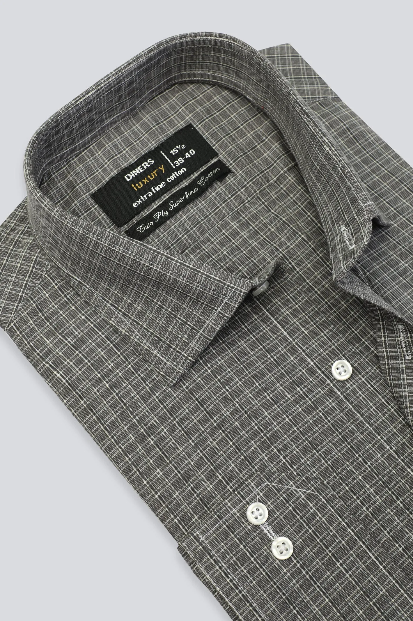 Grey Glen Plaid Check Formal Shirt