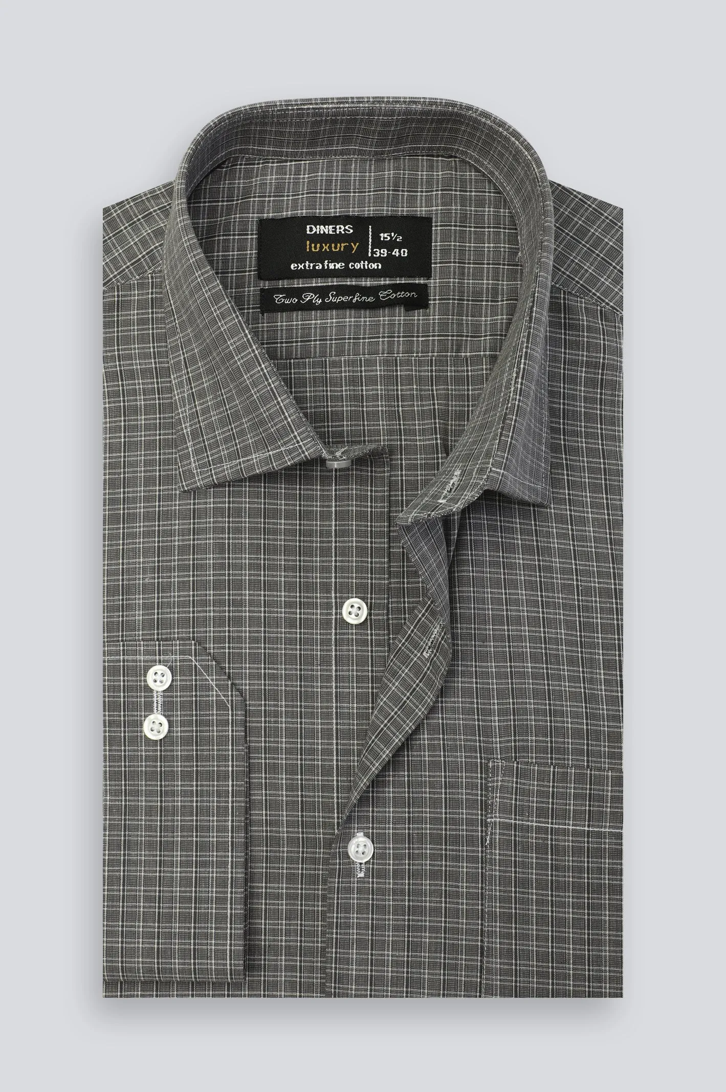Grey Glen Plaid Check Formal Shirt
