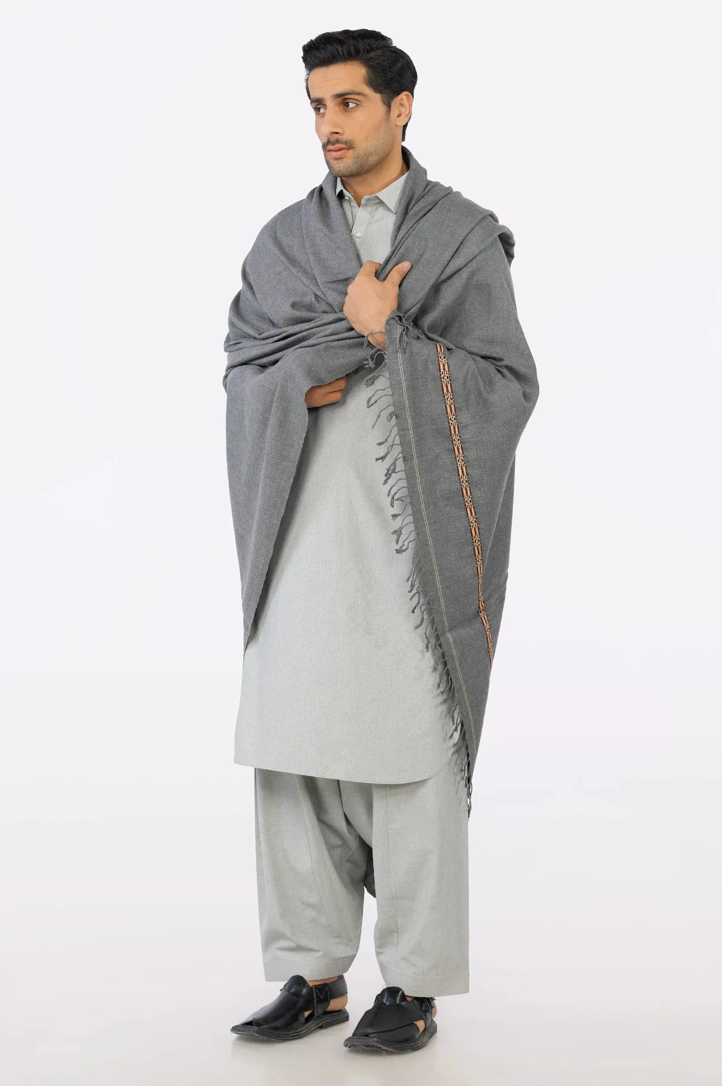 Grey Woolen Men Shawl