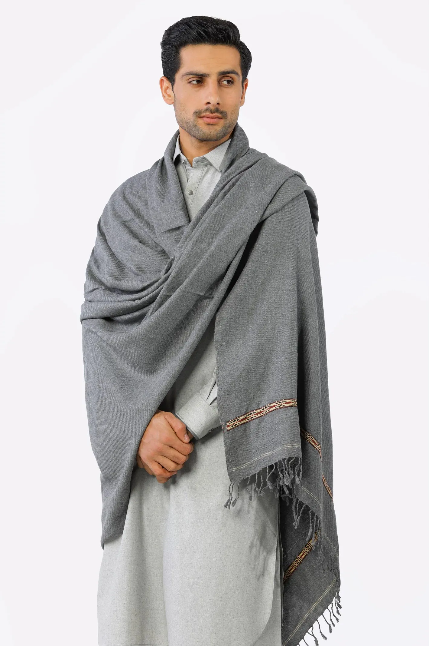 Grey Woolen Men Shawl