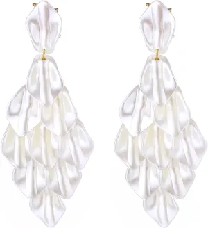 Halawly Long Rose Petal Earrings for Women Boho Acrylic Flower Drop Dangle Earrings Big Bold Colorful Fashion Rhombic Statement Costume Jewelry Gifts