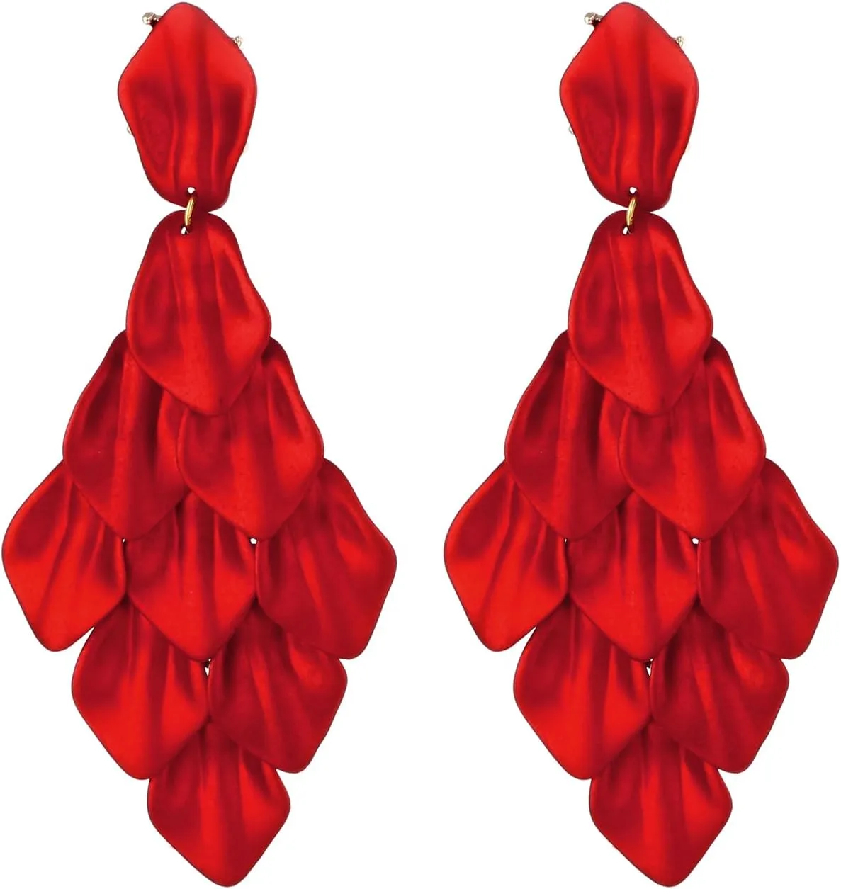 Halawly Long Rose Petal Earrings for Women Boho Acrylic Flower Drop Dangle Earrings Big Bold Colorful Fashion Rhombic Statement Costume Jewelry Gifts