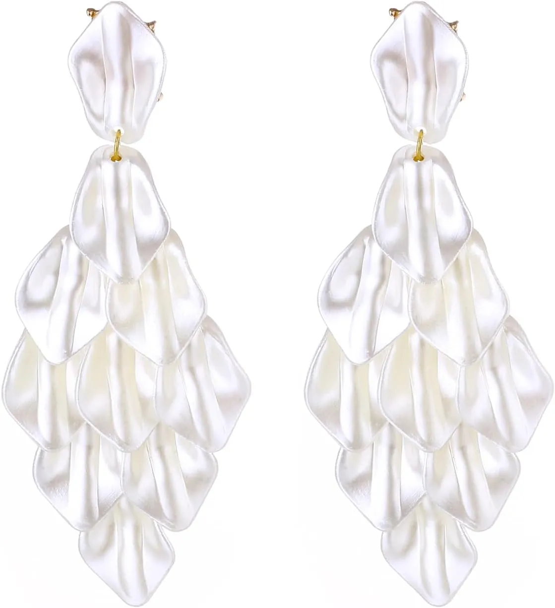 Halawly Long Rose Petal Earrings for Women Boho Acrylic Flower Drop Dangle Earrings Big Bold Colorful Fashion Rhombic Statement Costume Jewelry Gifts