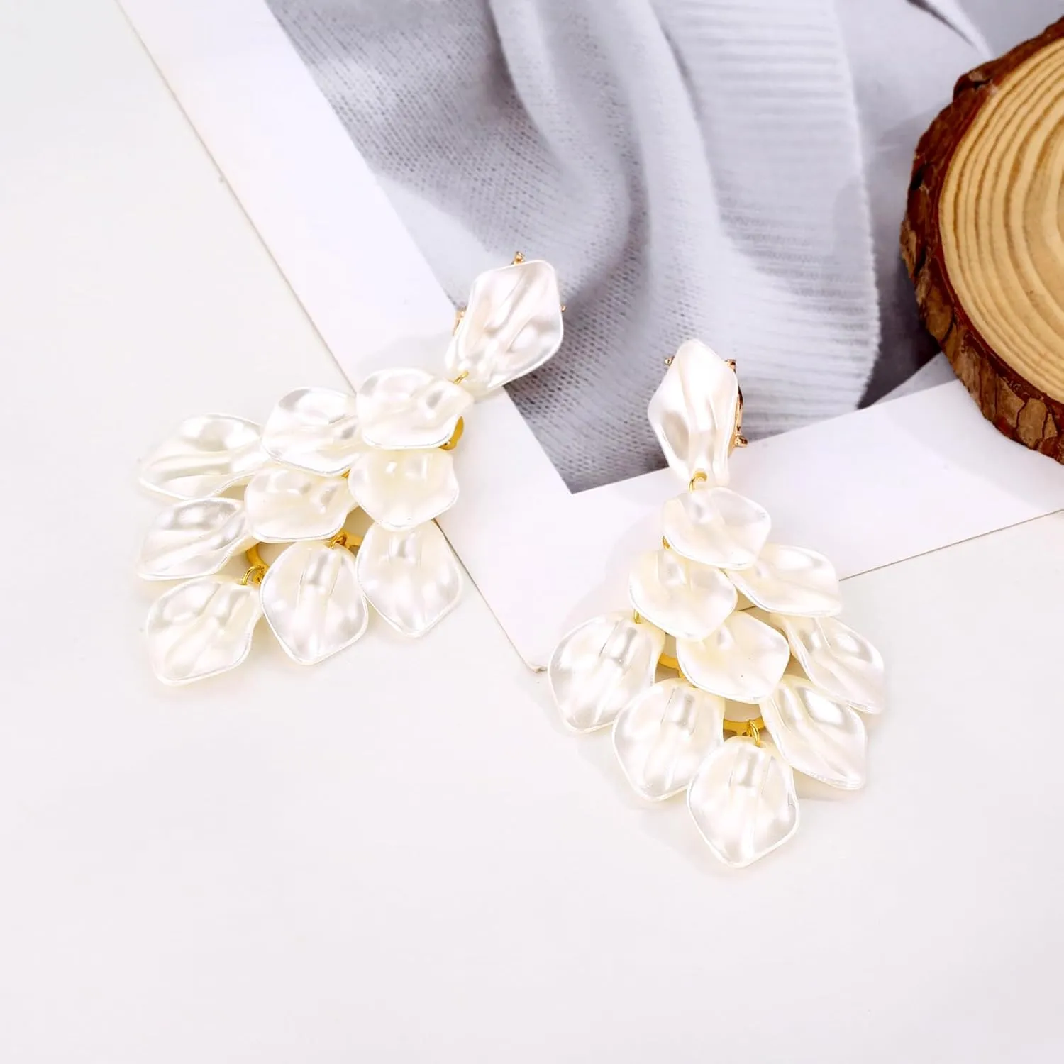Halawly Long Rose Petal Earrings for Women Boho Acrylic Flower Drop Dangle Earrings Big Bold Colorful Fashion Rhombic Statement Costume Jewelry Gifts