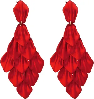 Halawly Long Rose Petal Earrings for Women Boho Acrylic Flower Drop Dangle Earrings Big Bold Colorful Fashion Rhombic Statement Costume Jewelry Gifts