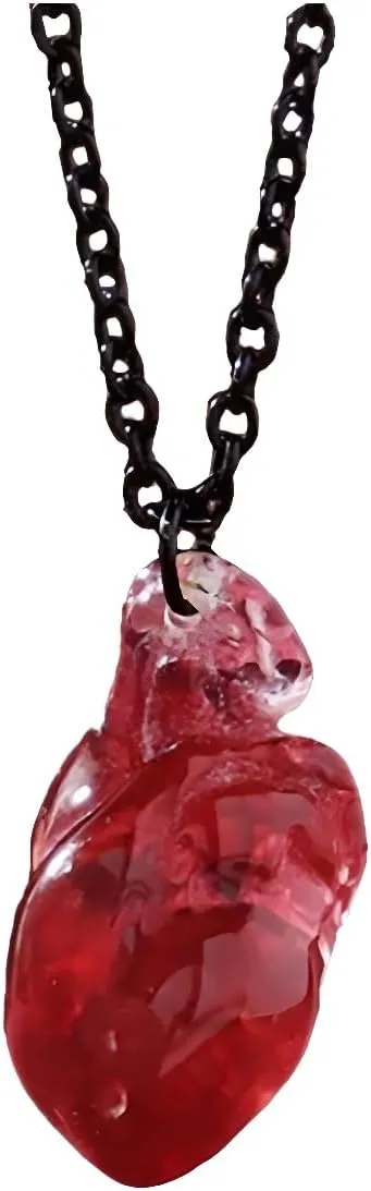 Halloween Anatomical Heart Organ Necklace Earrings Set for Women Gothic Spooky Novelty 3D Heart Organs Biology Earrings Doctor Nurse Goth Halloween Jewelry Set