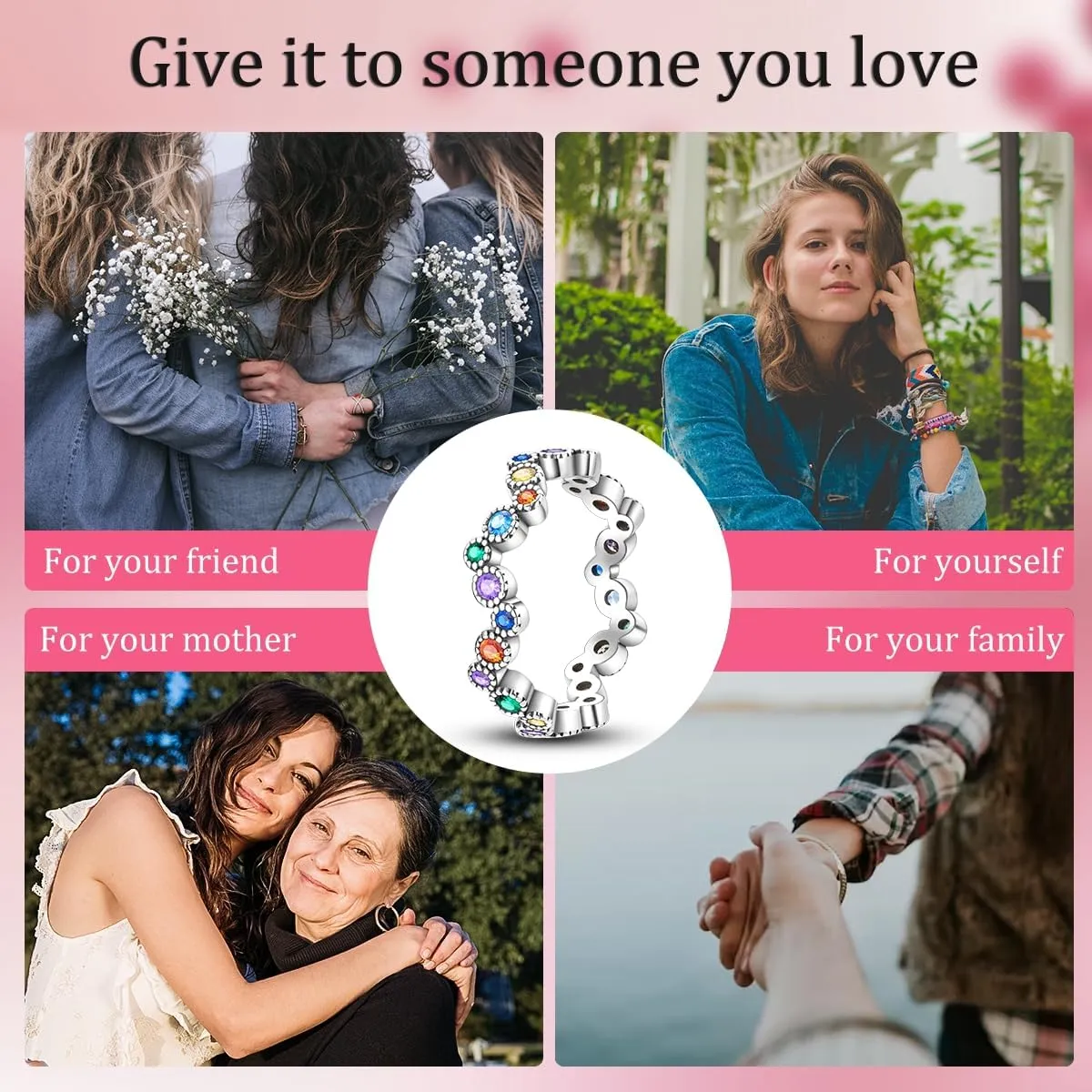 Hapour 925 Sterling Silver Rings for Women Cubic Zirconia Eternity Bands for Women Stackable Vintage Rings Statement Rings