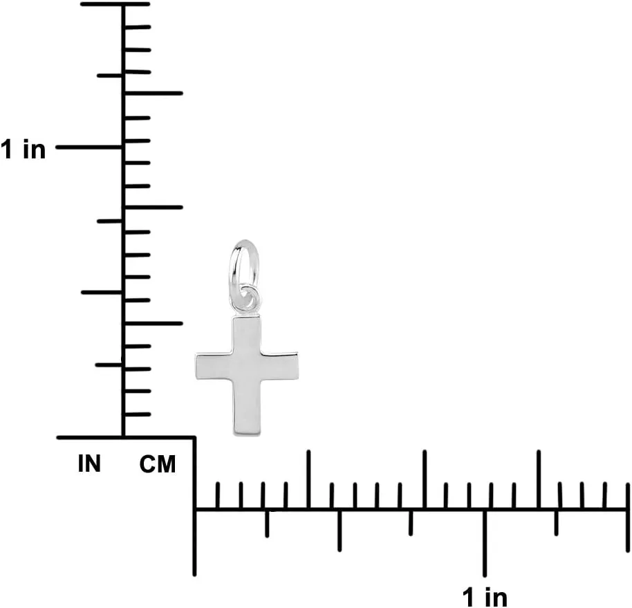 Hawaiian Silver Jewelry Cross Charm Pendant for Necklace, Bracelet - Premium 925 Sterling Silver - High Polished Mini Cross Pendant