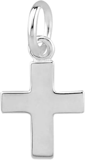 Hawaiian Silver Jewelry Cross Charm Pendant for Necklace, Bracelet - Premium 925 Sterling Silver - High Polished Mini Cross Pendant
