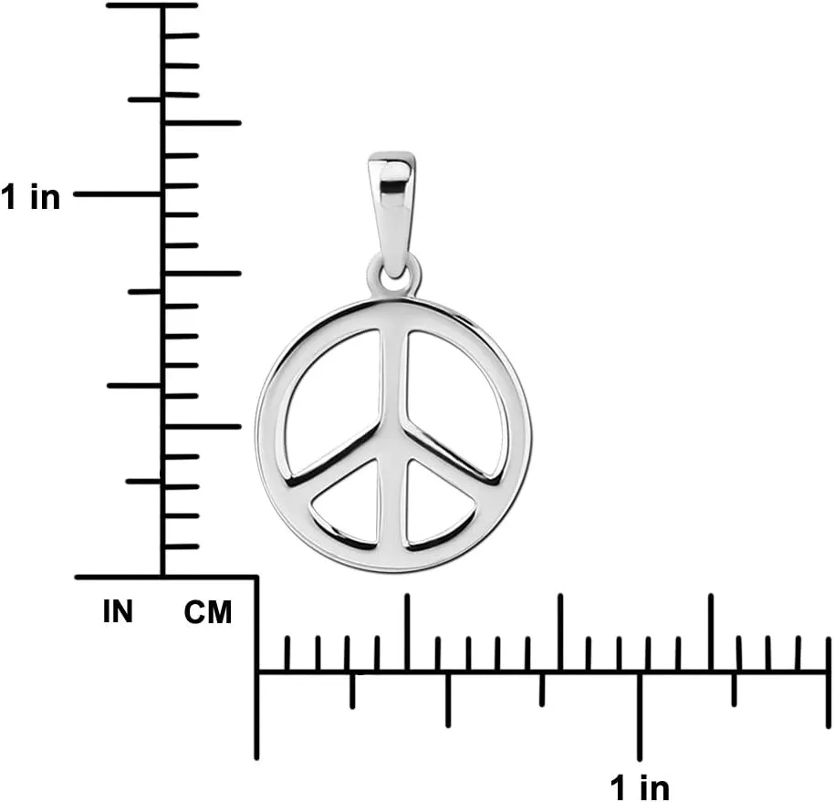 Hawaiian Silver Jewelry Peace Sign Necklace  18 Inch Pendant Necklace for Women  Premium 925 Sterling Silver Necklace with Peace Symbol  Modern Boho Chic Design