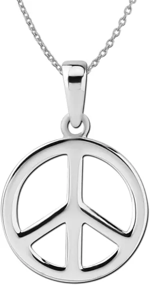 Hawaiian Silver Jewelry Peace Sign Necklace  18 Inch Pendant Necklace for Women  Premium 925 Sterling Silver Necklace with Peace Symbol  Modern Boho Chic Design