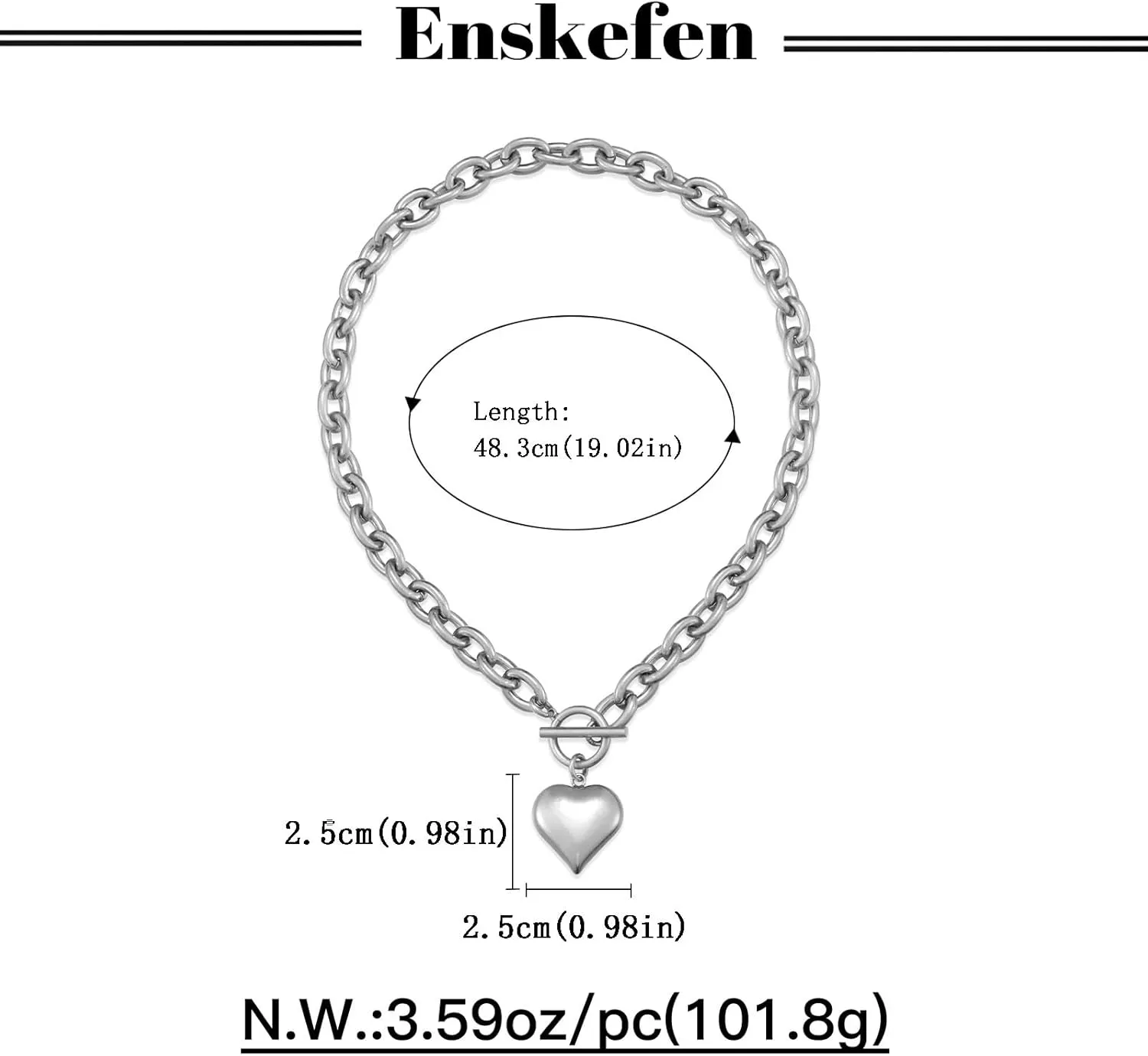 Heart Pendant Necklaces for Women Statement Chunky Chain Necklace Love Heart Charm Choker Necklace