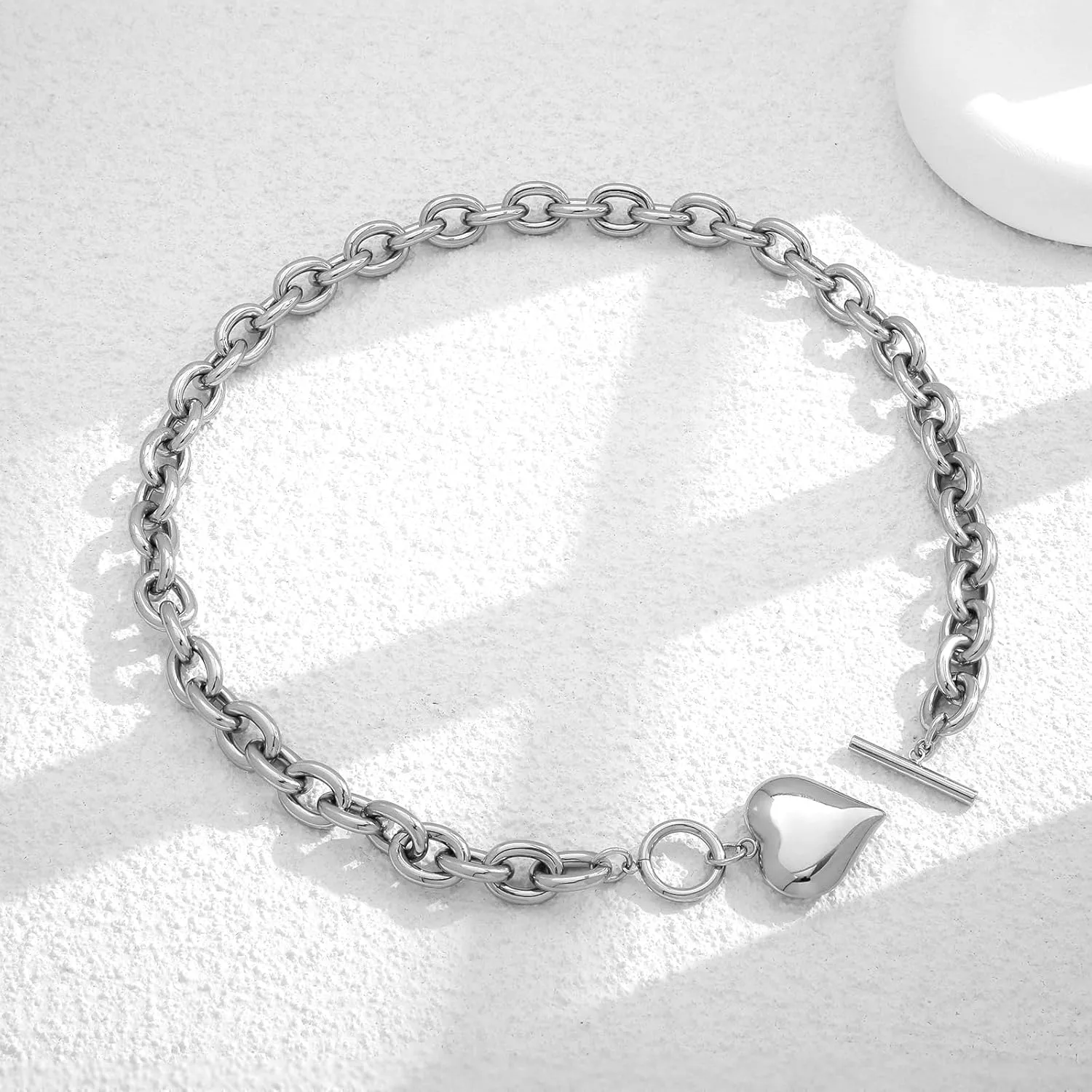 Heart Pendant Necklaces for Women Statement Chunky Chain Necklace Love Heart Charm Choker Necklace