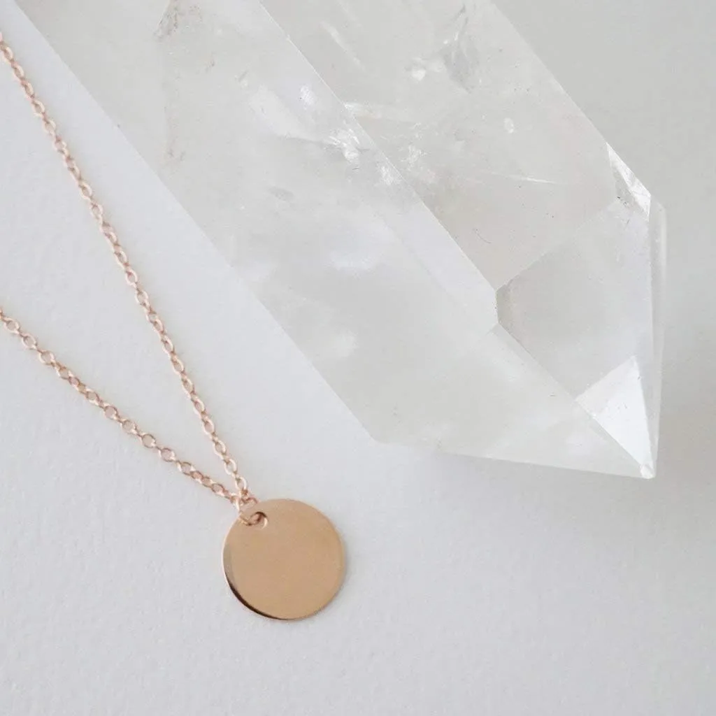 Honeycat Circle Coin Disc Charm Necklace in Gold, Rose Gold, or Silver | Minimalist, Dainty, Delicate Jewelry
