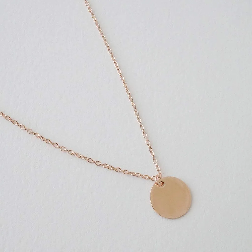 Honeycat Circle Coin Disc Charm Necklace in Gold, Rose Gold, or Silver | Minimalist, Dainty, Delicate Jewelry