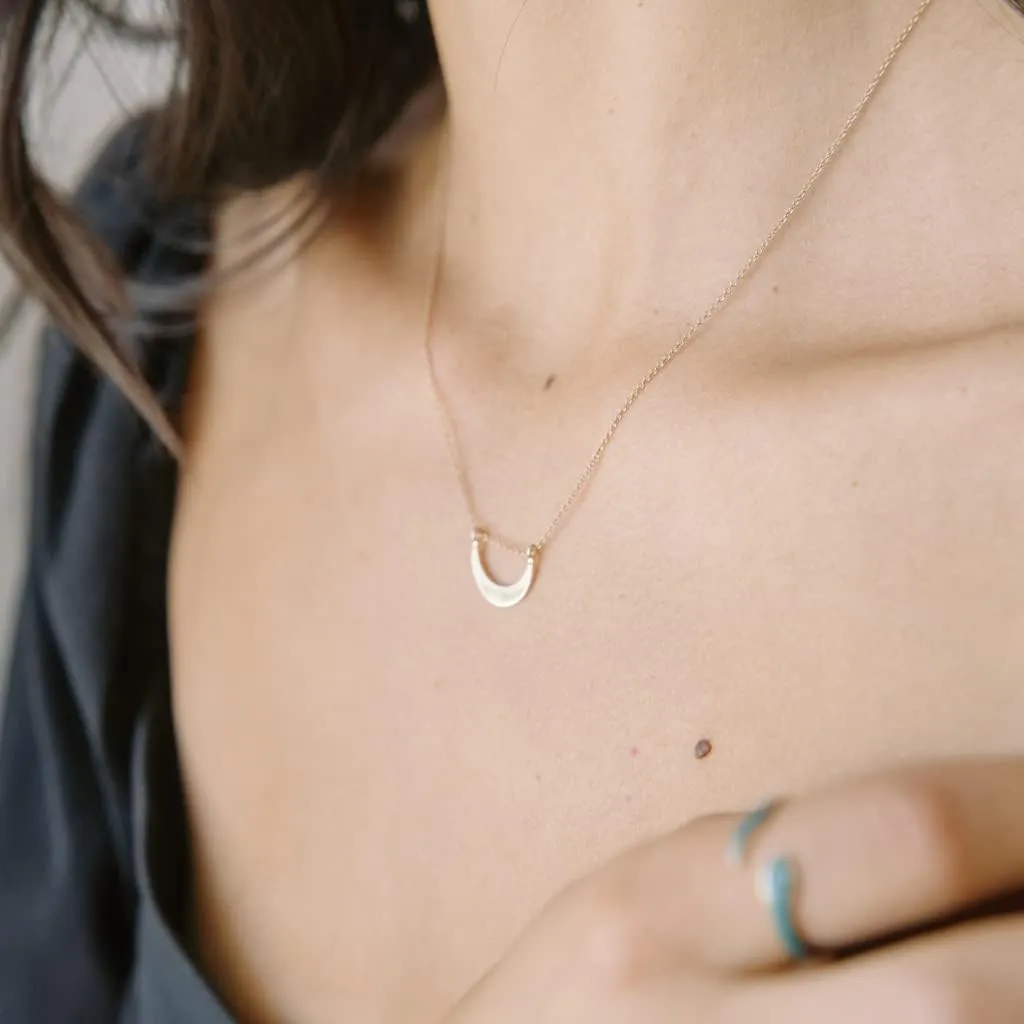 Honeycat La Luna Moon Necklace in Gold, Rose Gold, or Silver | Minimalist, Delicate Jewelry