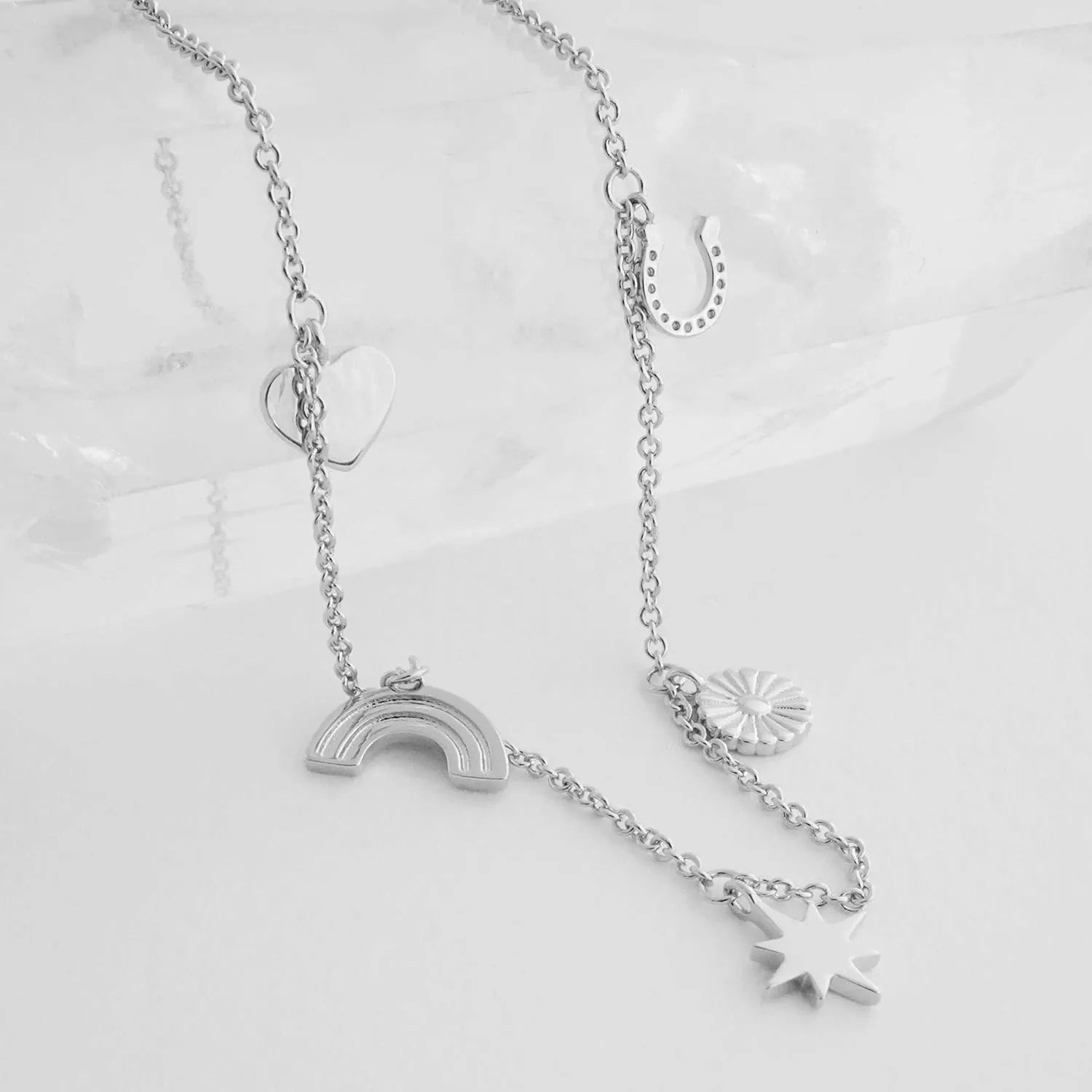 Honeycat Lucky Charms Necklace (Heart, Rainbow, Starburst, Daisy, Horseshoe) in Gold, Rose Gold, or Silver | Minimalist, Delicate Jewelry