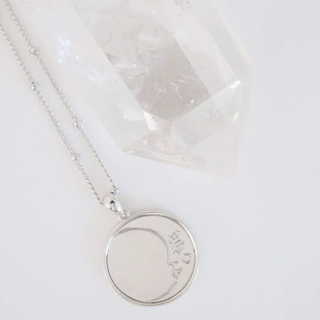 HONEYCAT Moon Face Pendant Necklace in Gold, Rose Gold, or Silver | Minimalist, Delicate Jewelry