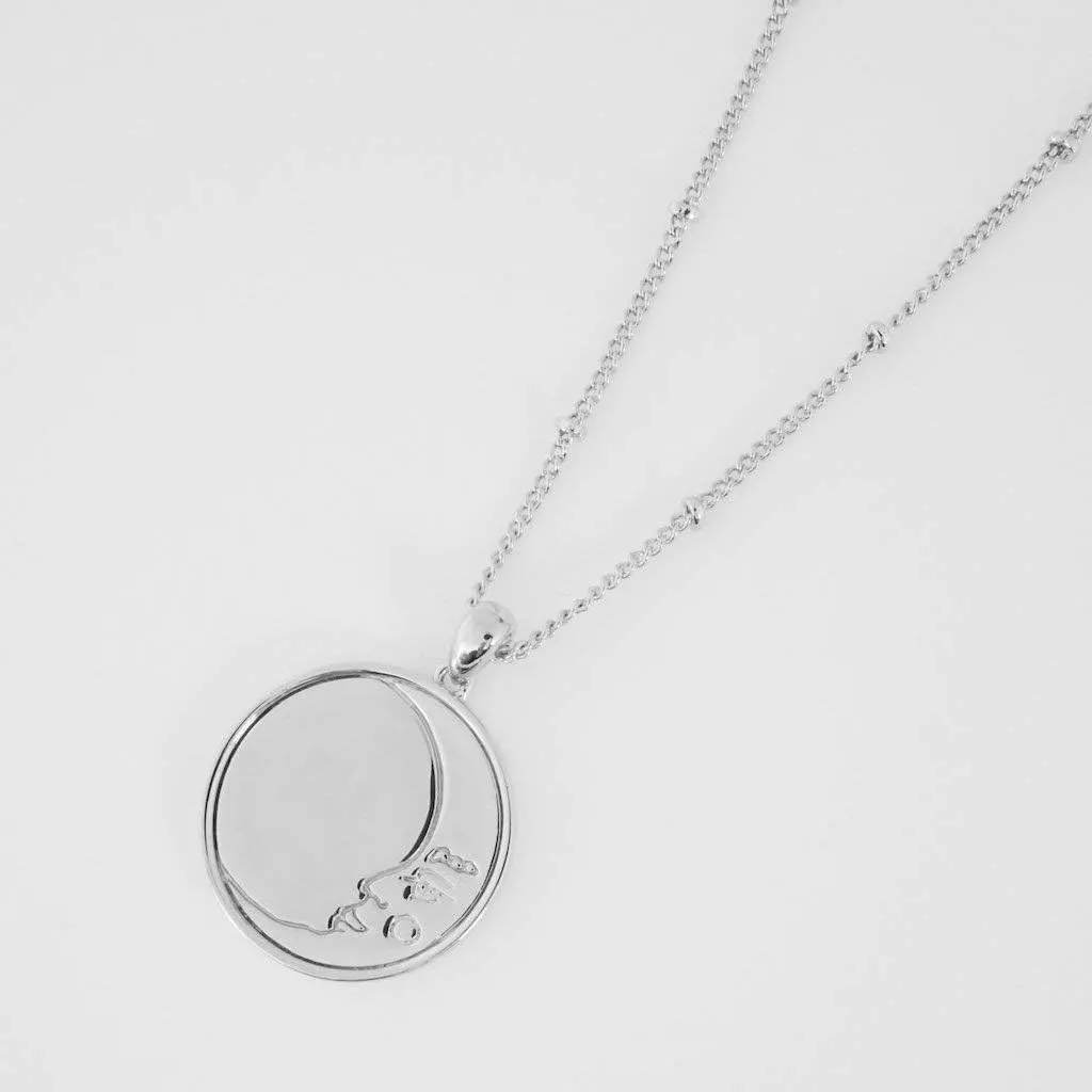 HONEYCAT Moon Face Pendant Necklace in Gold, Rose Gold, or Silver | Minimalist, Delicate Jewelry