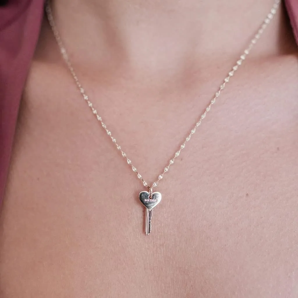 Honeycat Tiny Key Necklace Amour in Gold, Rose Gold, or Silver Amour Key Necklace | Minimalist, Delicate Jewelry