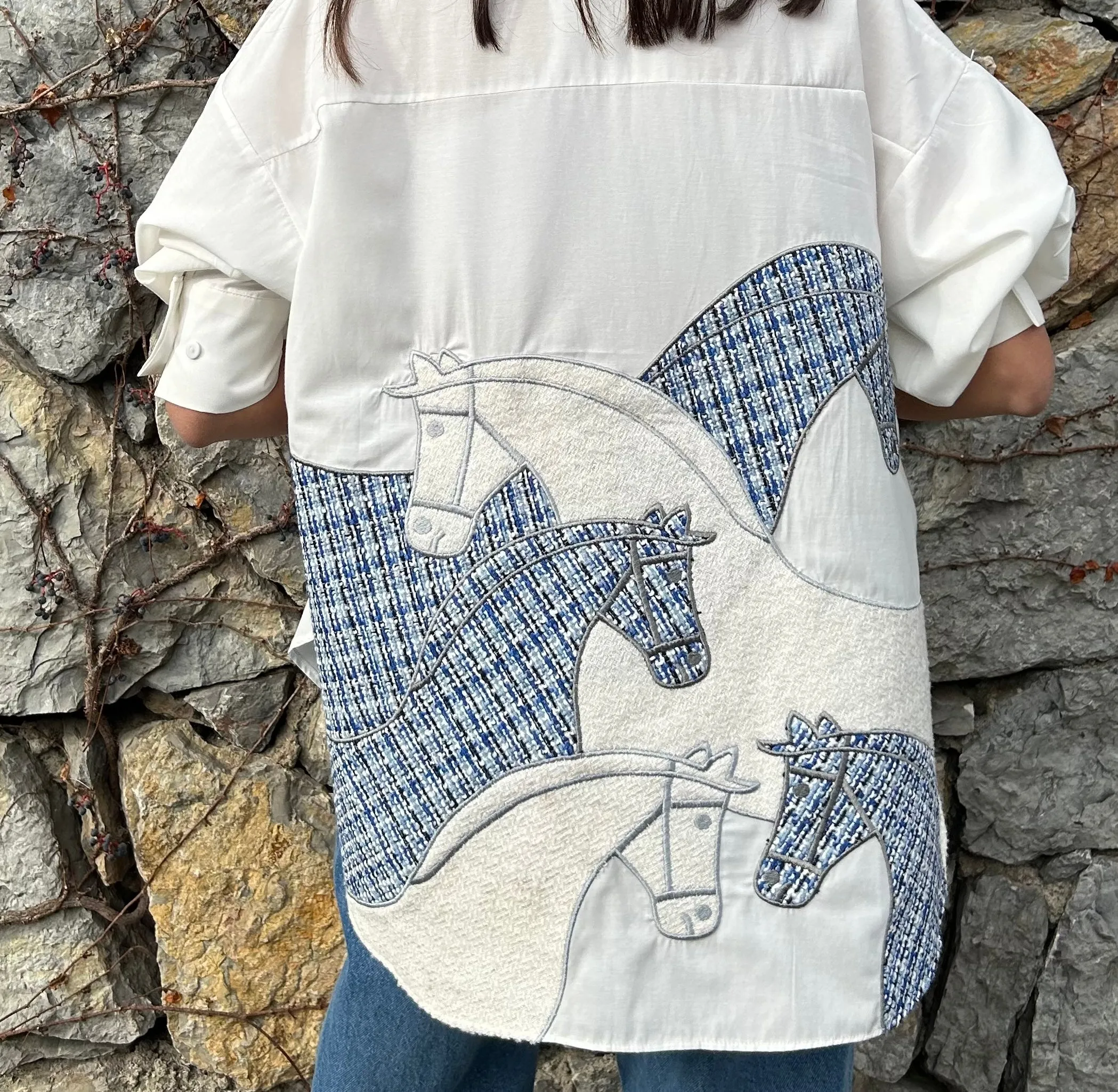 Horse Plaid Printed Shirt